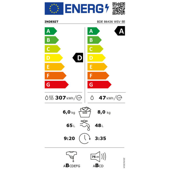 Пералня със сушилня Indesit BDE 86436 WSV EE