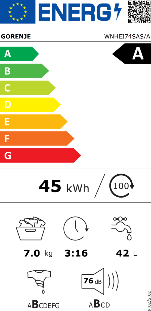 Пералня Gorenje WNHEI74SAS/А