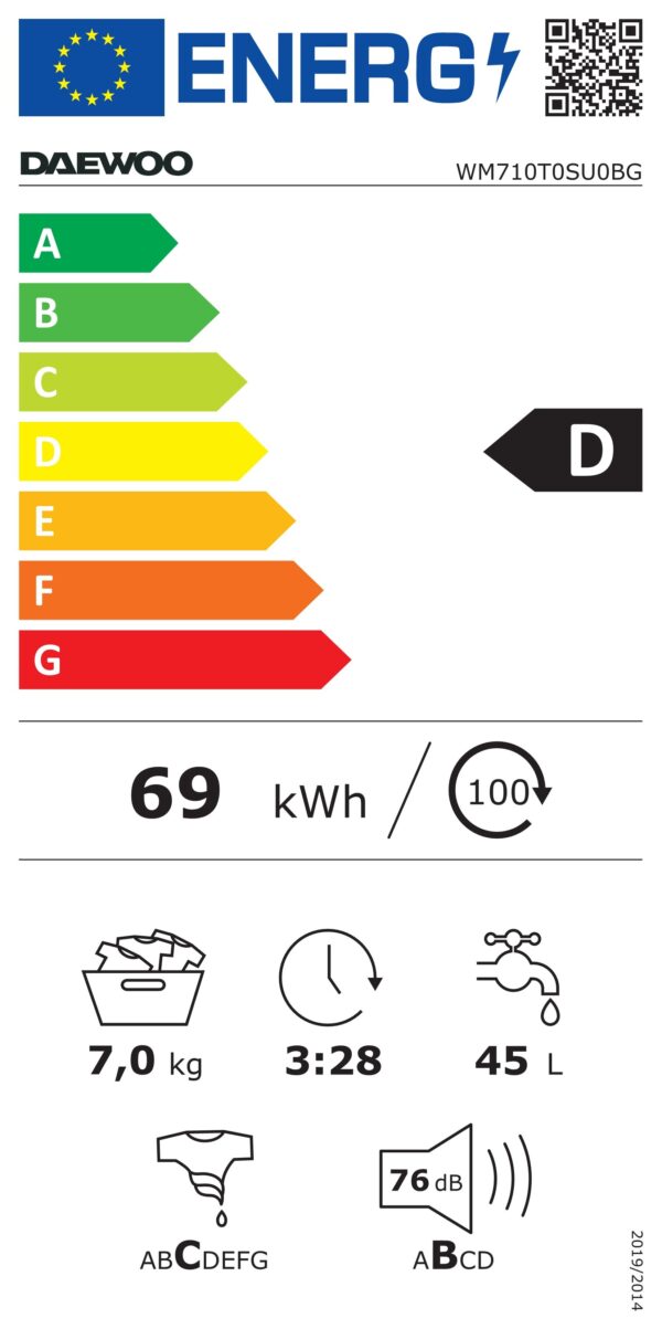 Пералня Daewoo WM710T0SU0BG