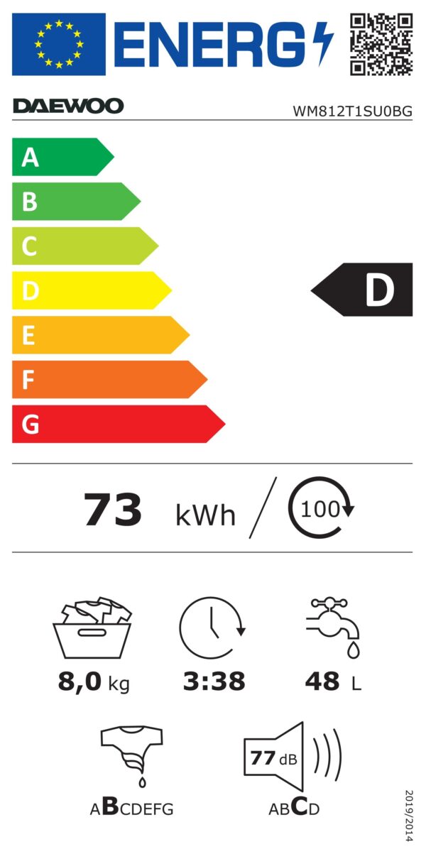 Пералня Daewoo WM812T1SU0BG