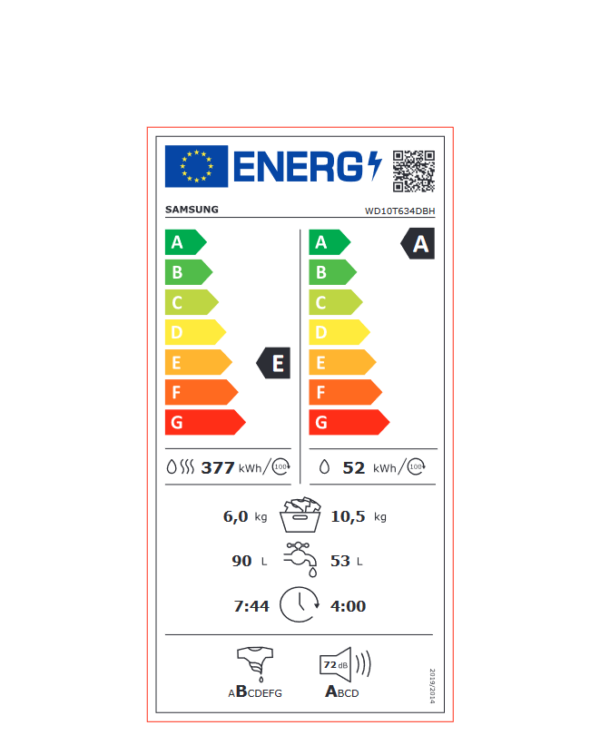 Пералня със Сушилня Samsung WD10T634DBH/S7
