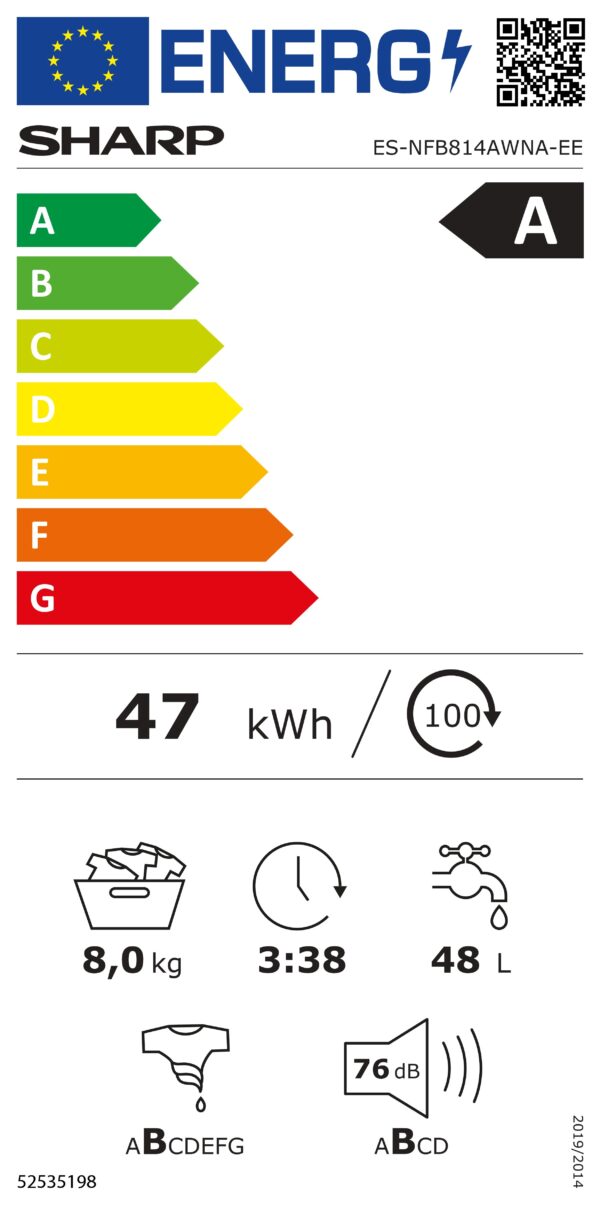 Пералня Sharp ES-NFB814AWNA