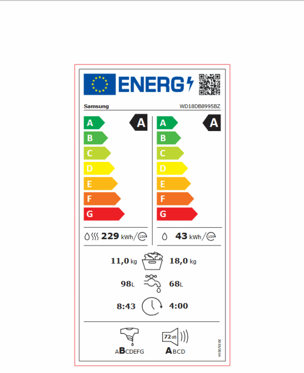 Пералня със Сушилня Samsung WD18DB8995BZT2