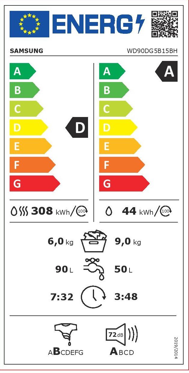 Пералня със сушилня Samsung WD90DG5B15BHLE