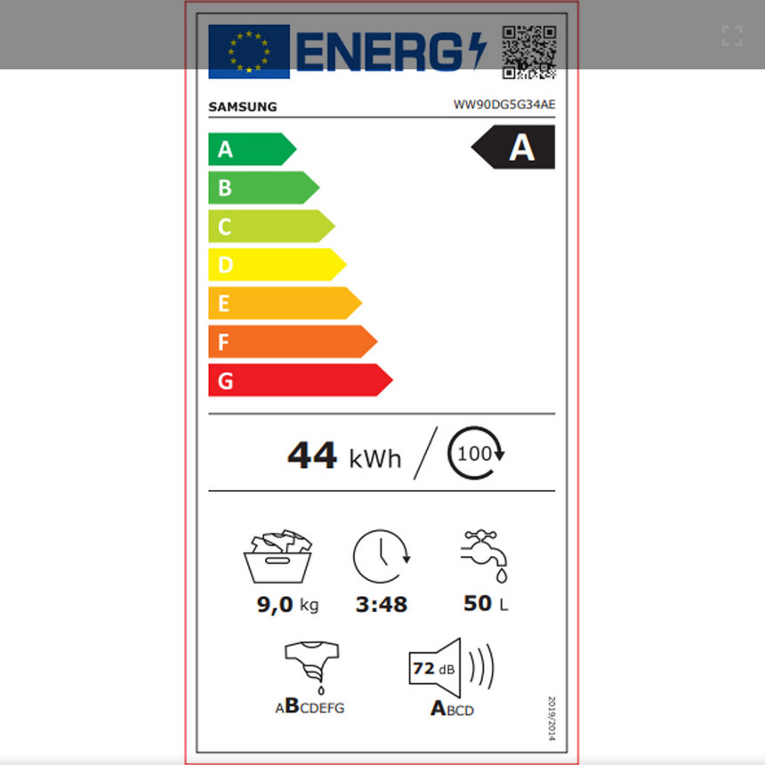 Пералня SAMSUNG WW90DG5G34AELE