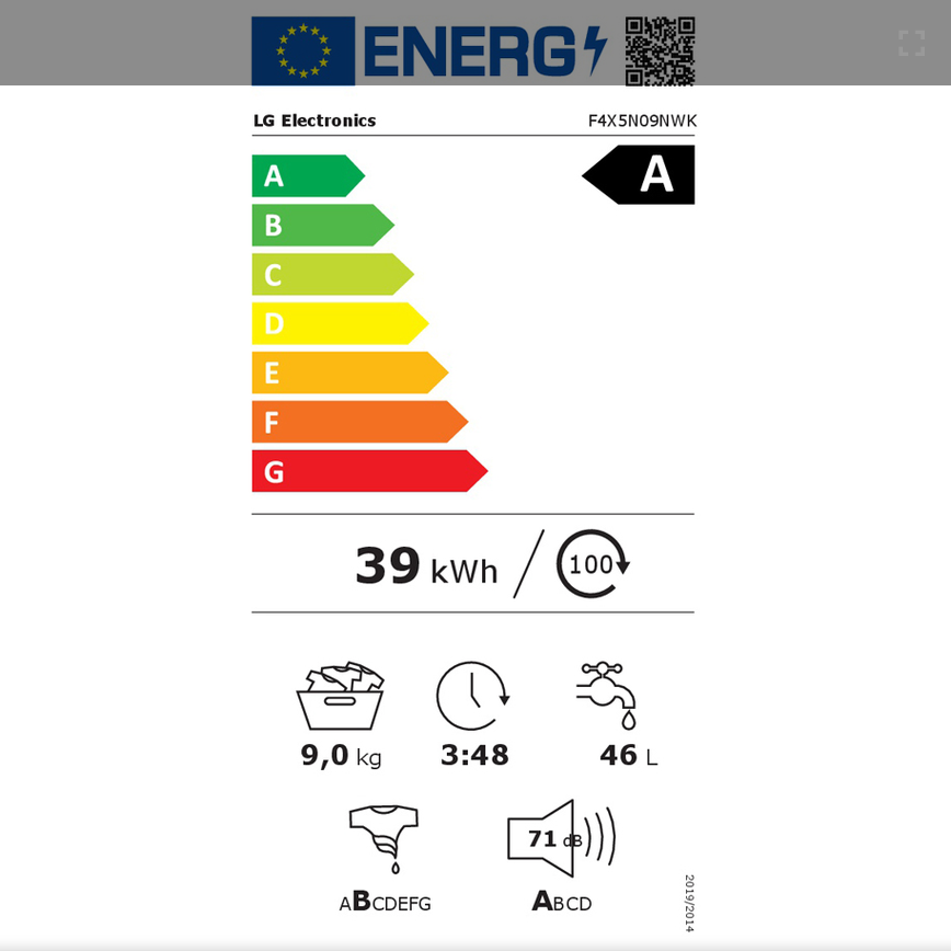 Пералня LG F4X5N09NWK