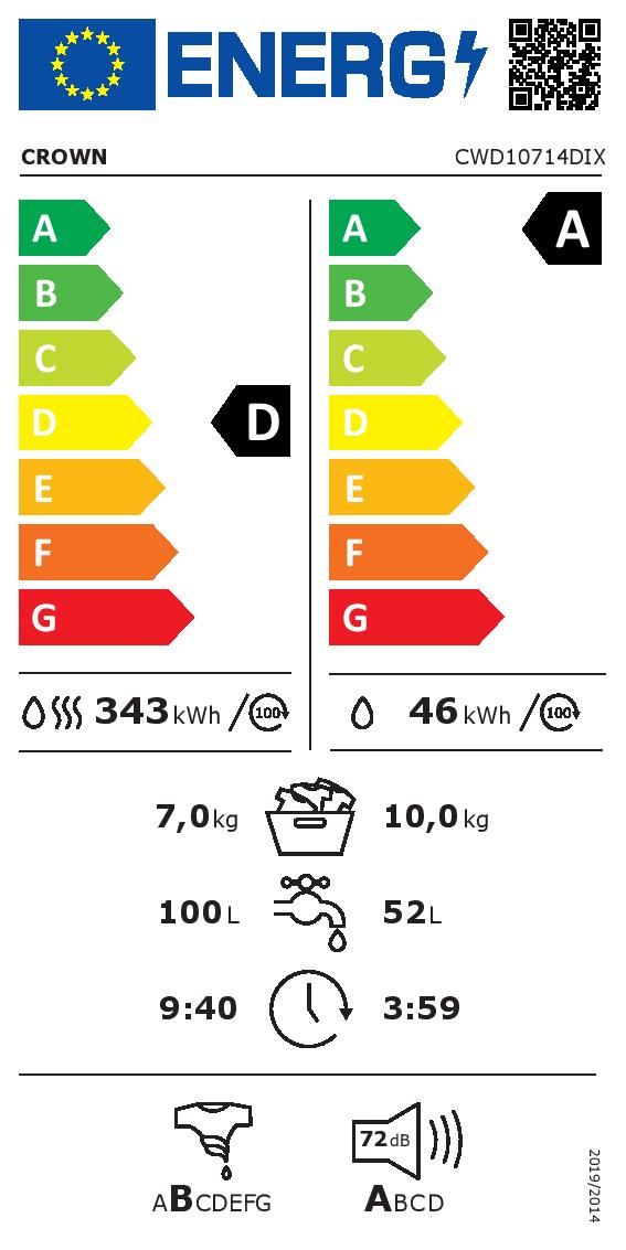 Пералня със сушилня Crown CWD10714DIX