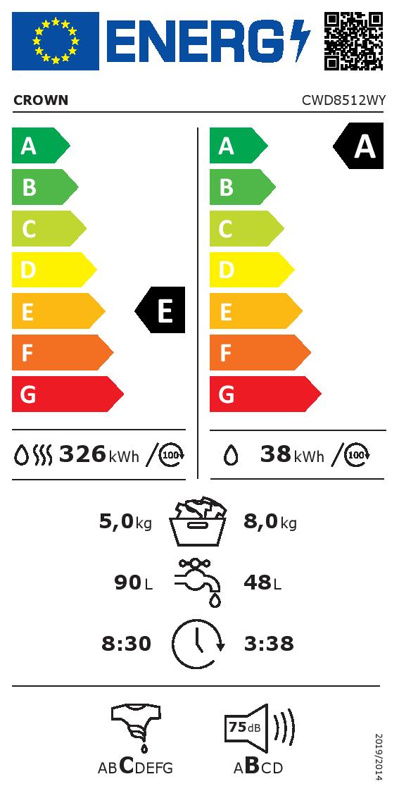 Пералня със сушилня Crown CWD8512WY
